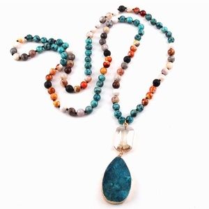 Anthropologie Druzy Quartz Pendant Necklace